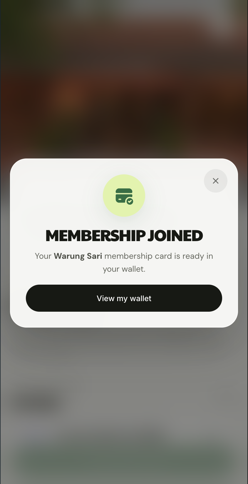 Confirmation that a customer joined a Relie membership