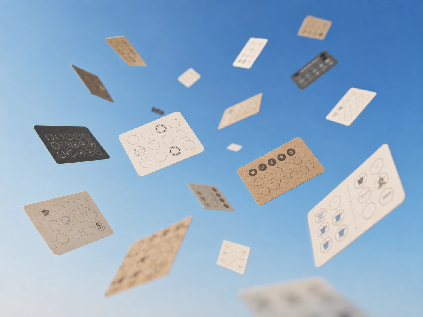 Paper loyalty cards floating away